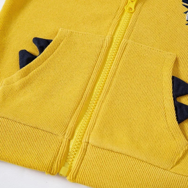 Kids hoodie sweatshirt unisex Korean style in royal blue, army green, or yellow, sizes 90cm to 140cm.