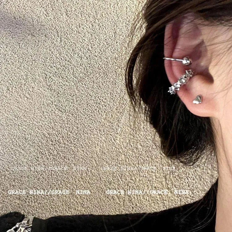 Women's alloy ear clip earrings with irregular geometric shapes and frosty B4710# finish