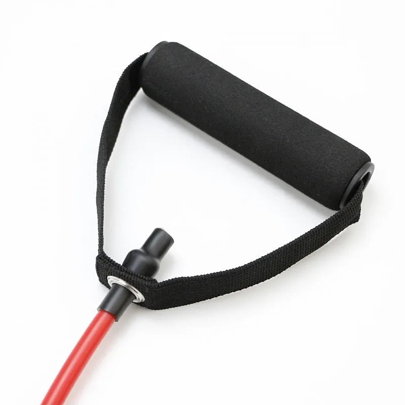 Adjustable chest expander with TPE tension rope showing five resistance level colour options