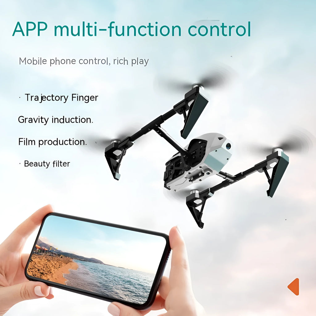 White KS66 alloy UAV drone with camera and remote control on a grassy outdoor field.