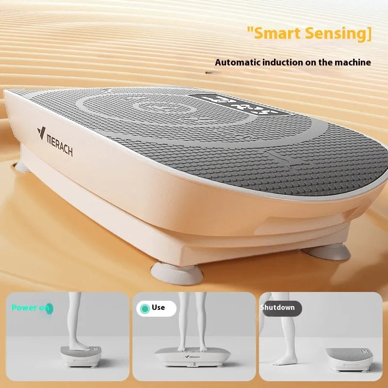 Grey smart power plate with Bluetooth connectivity and 300kg load capacity on wooden floor