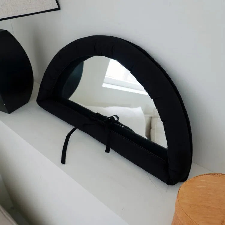 Rectangular wall mirror with soft cotton-filled fabric background in modern simplicity style