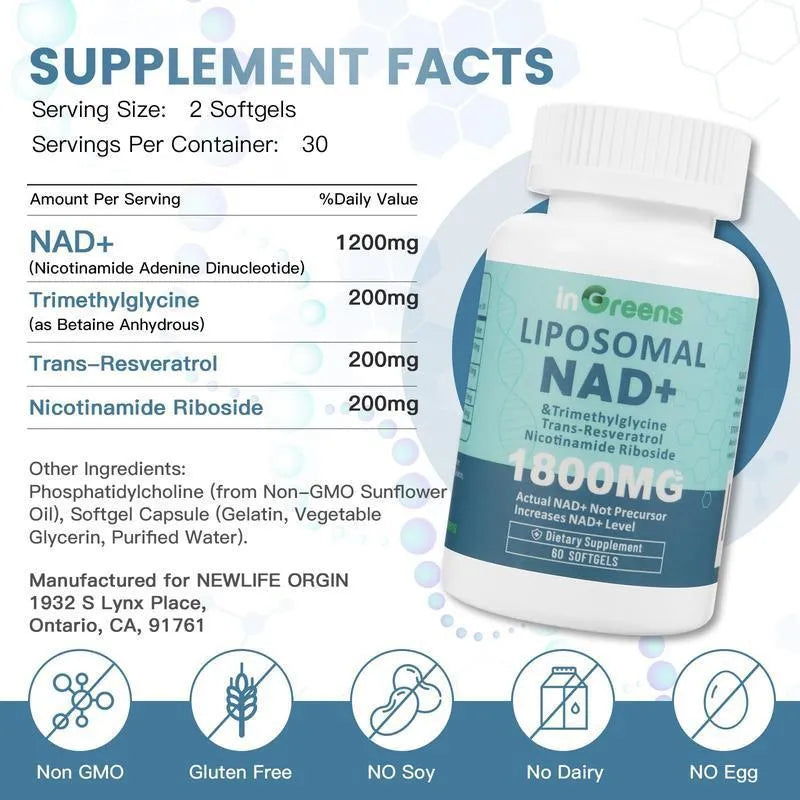 Bottle of NMN supplement capsules with choice of 60 or 120 piece count