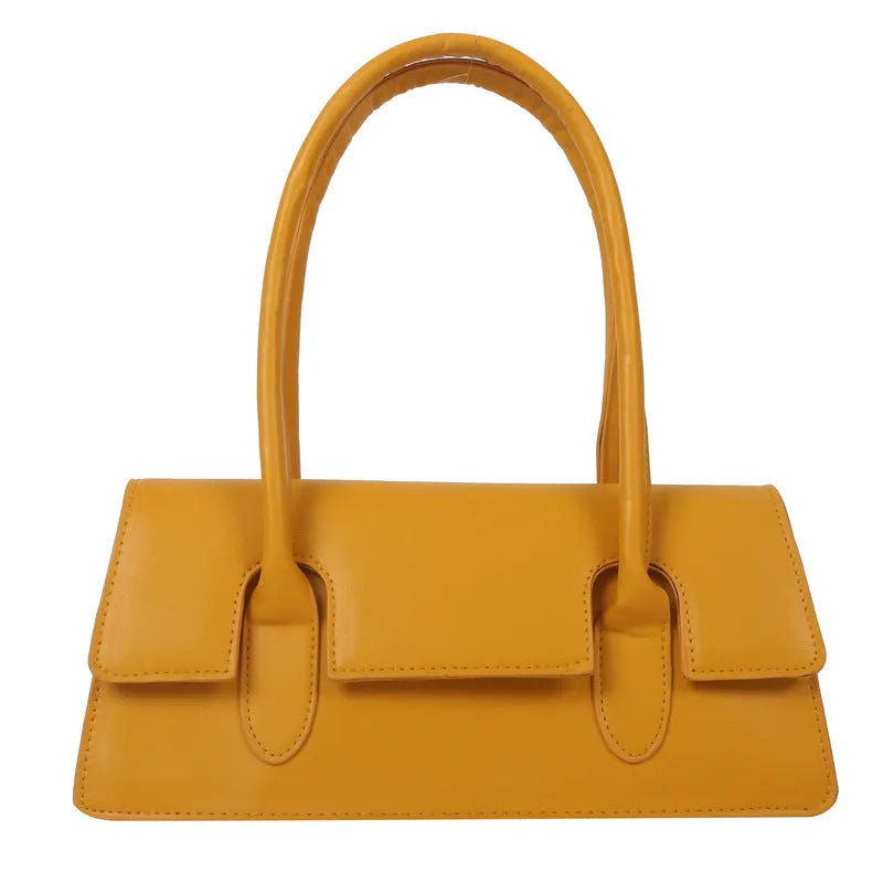 Women's retro style small square shoulder bag in PU leather, shown in a choice of colours.