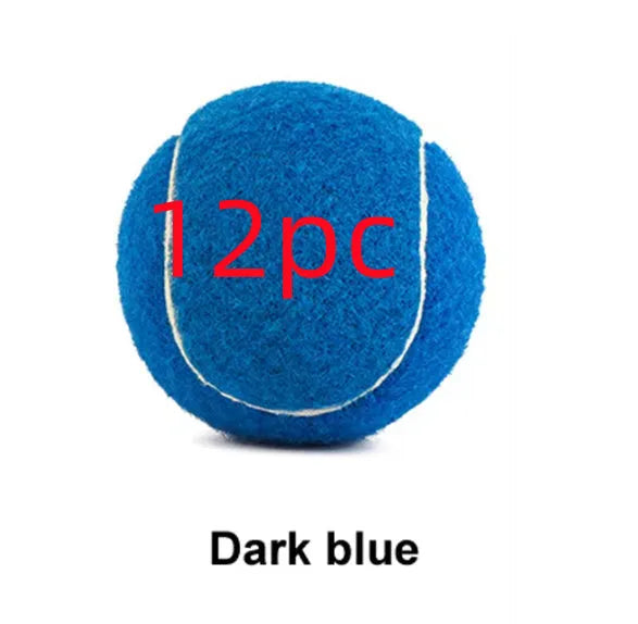 6.3cm diameter dog tennis ball toy in five colour options including fluorescent green, made from bite-resistant rubber.