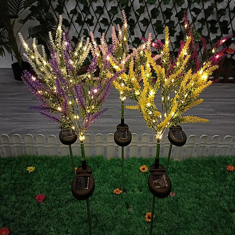 74cm tall solar-powered flower-shaped garden light in lavender colour options for outdoor decoration
