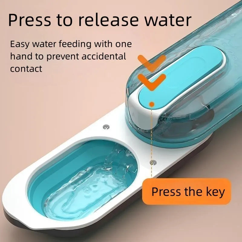 Portable pet water bottle with foldable drinking bowl for dogs cats outdoor travel