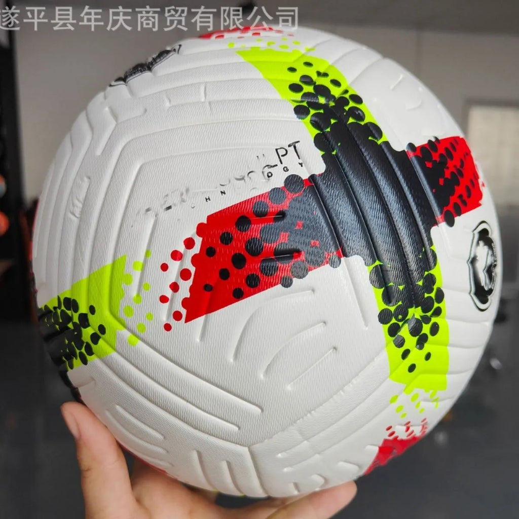 Fluorescent green seamless PU football size 5 for training and matches