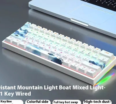 61-key compact mechanical keyboard with hot-swappable sockets and multiple switch options