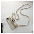 White TPU back cover phone case with wrist strap and crossbody chain for iPhone, shown with included lanyard.