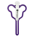 A durable dog poo bag holder with a black Velcro strap, shown attached to a dog lead.