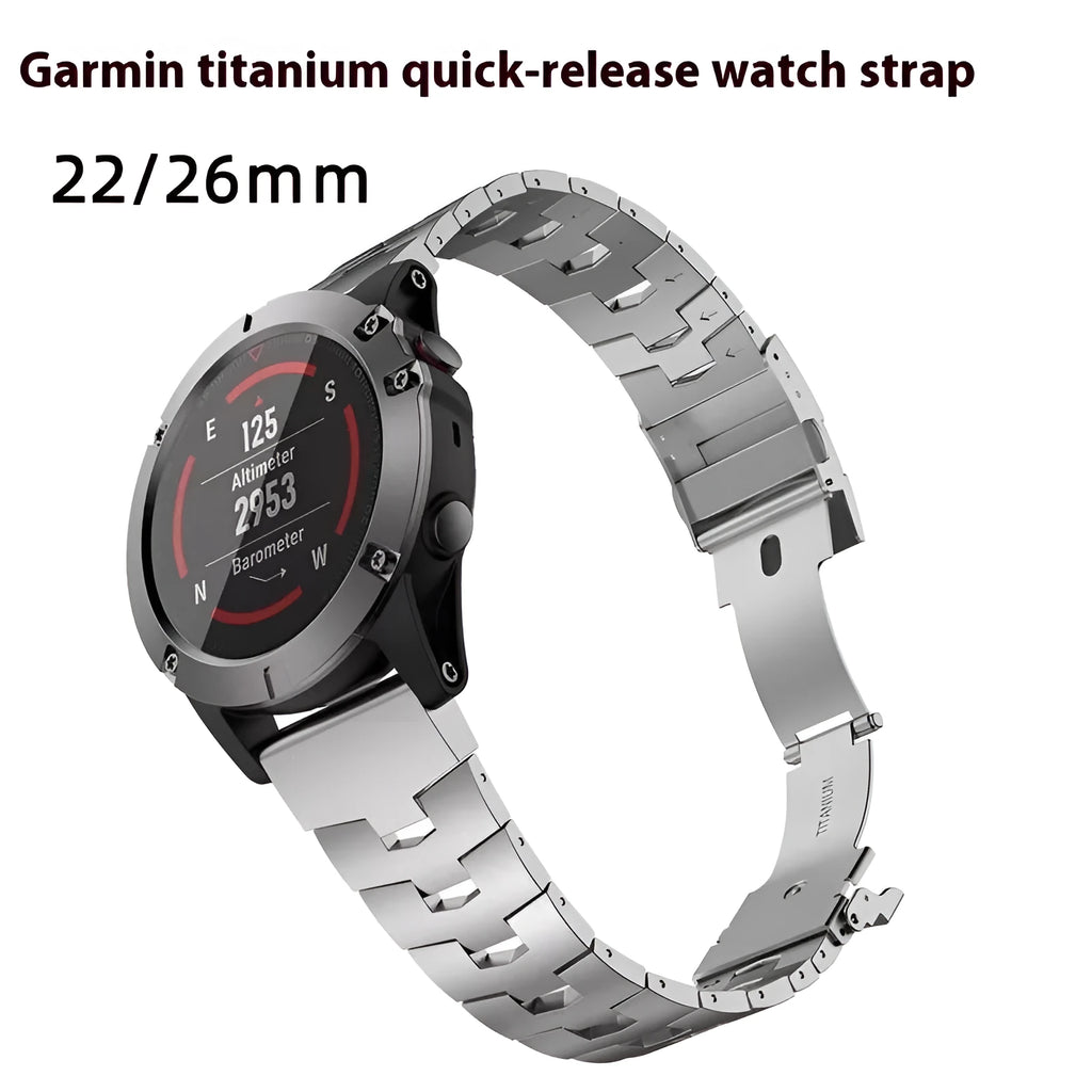 Garmin Jiaming Fenix watch replacement strap in silver, black or titanium colour