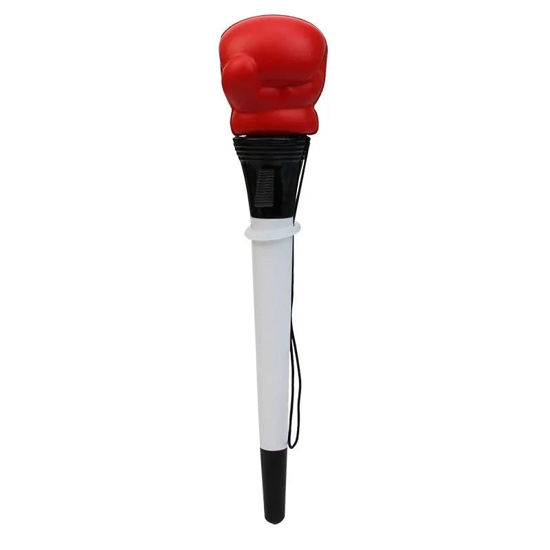 Set of four black boxing press ejection pens with bullet-shaped 0.7mm tips on a white surface.