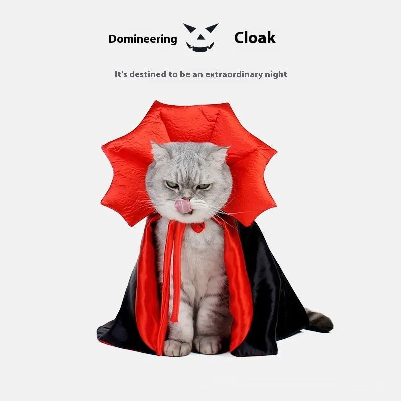 Black and red Halloween costume for cats and dogs on pet mannequin