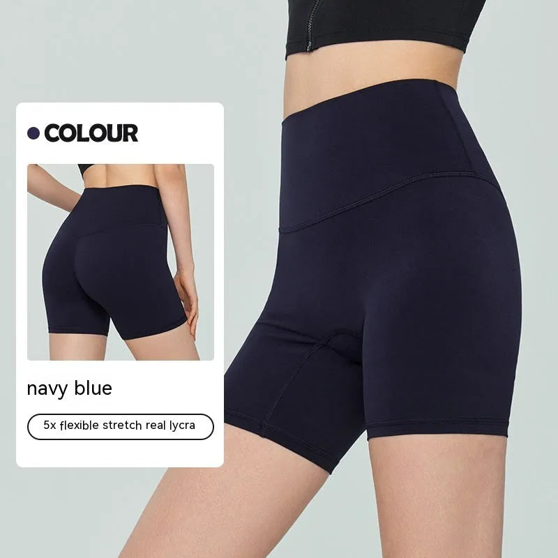 Women's high waist yoga shorts in leaf green colour made from nylon Lycra fabric