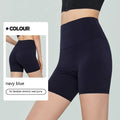 Women's high waist yoga shorts in leaf green colour made from nylon Lycra fabric