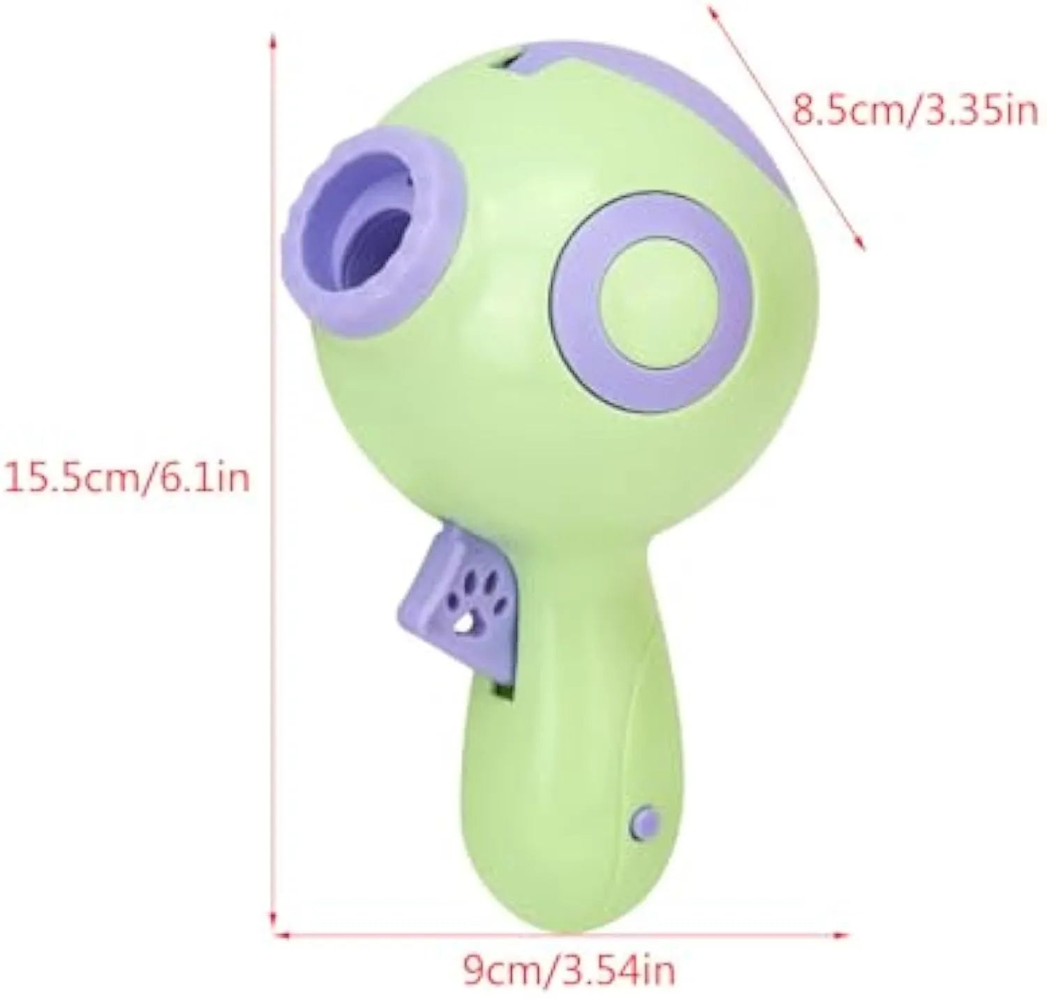 Green orange pink dog treat launcher toy for interactive feeding and training play