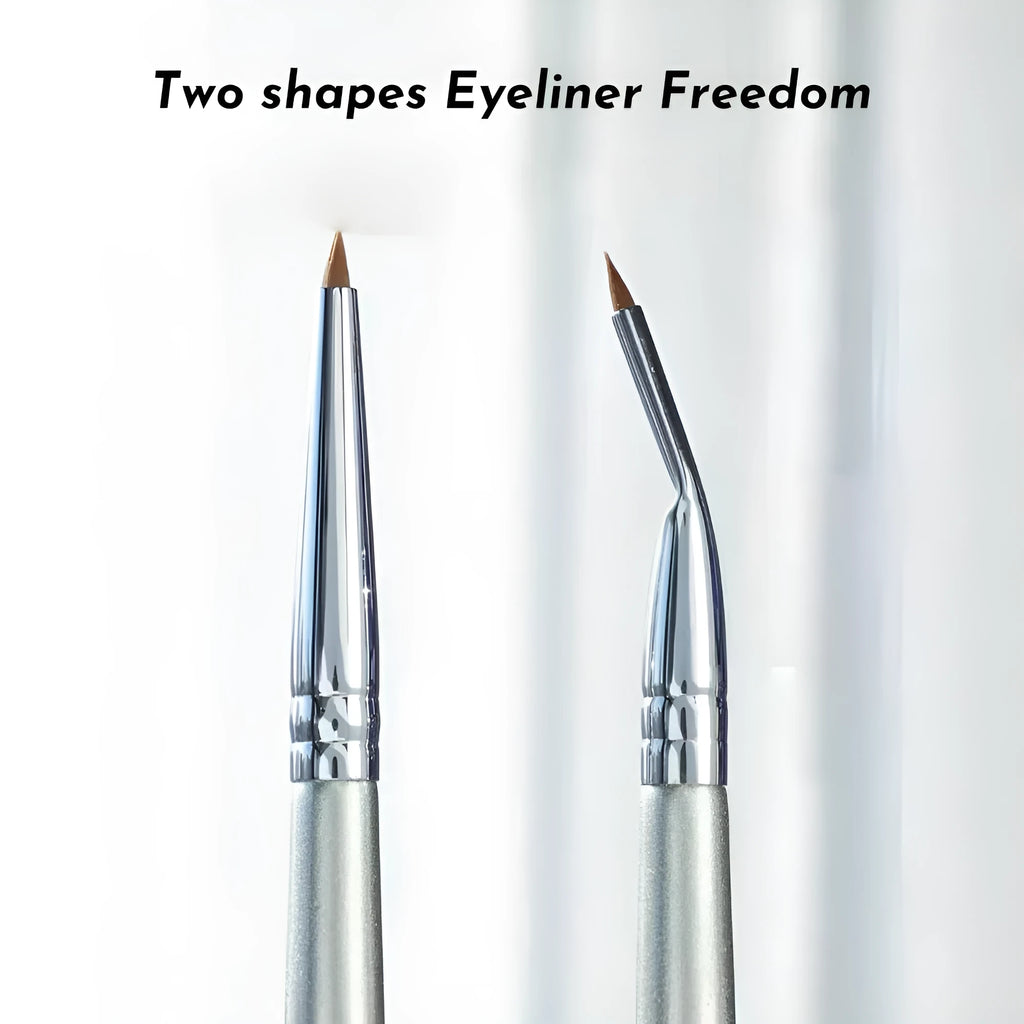 Bend head eyeliner brush for fine detail eye makeup and under eye concealer application
