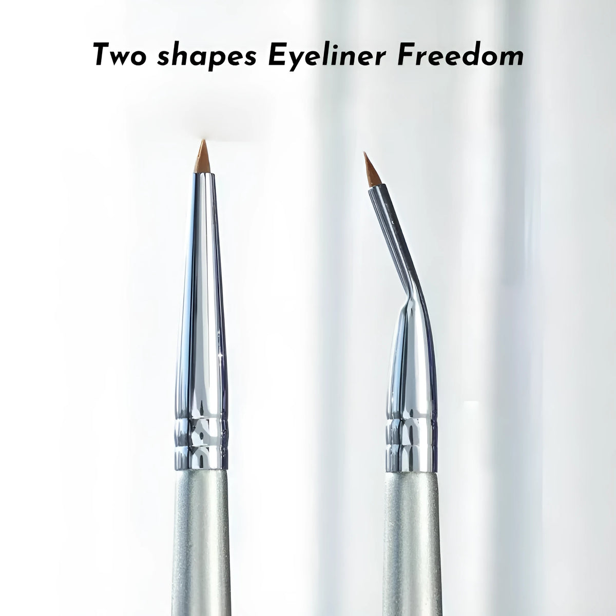 Bend head eyeliner brush for fine detail eye makeup and under eye concealer application