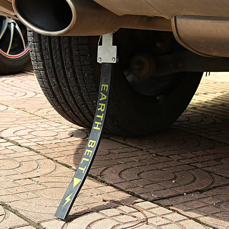 Black rubber car electrostatic belt with copper wire core measuring 370mm for SUV and saloon grounding