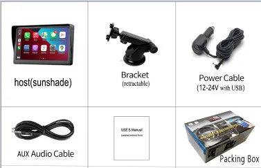 7-inch portable car smart display screen with retractable mount on a windshield