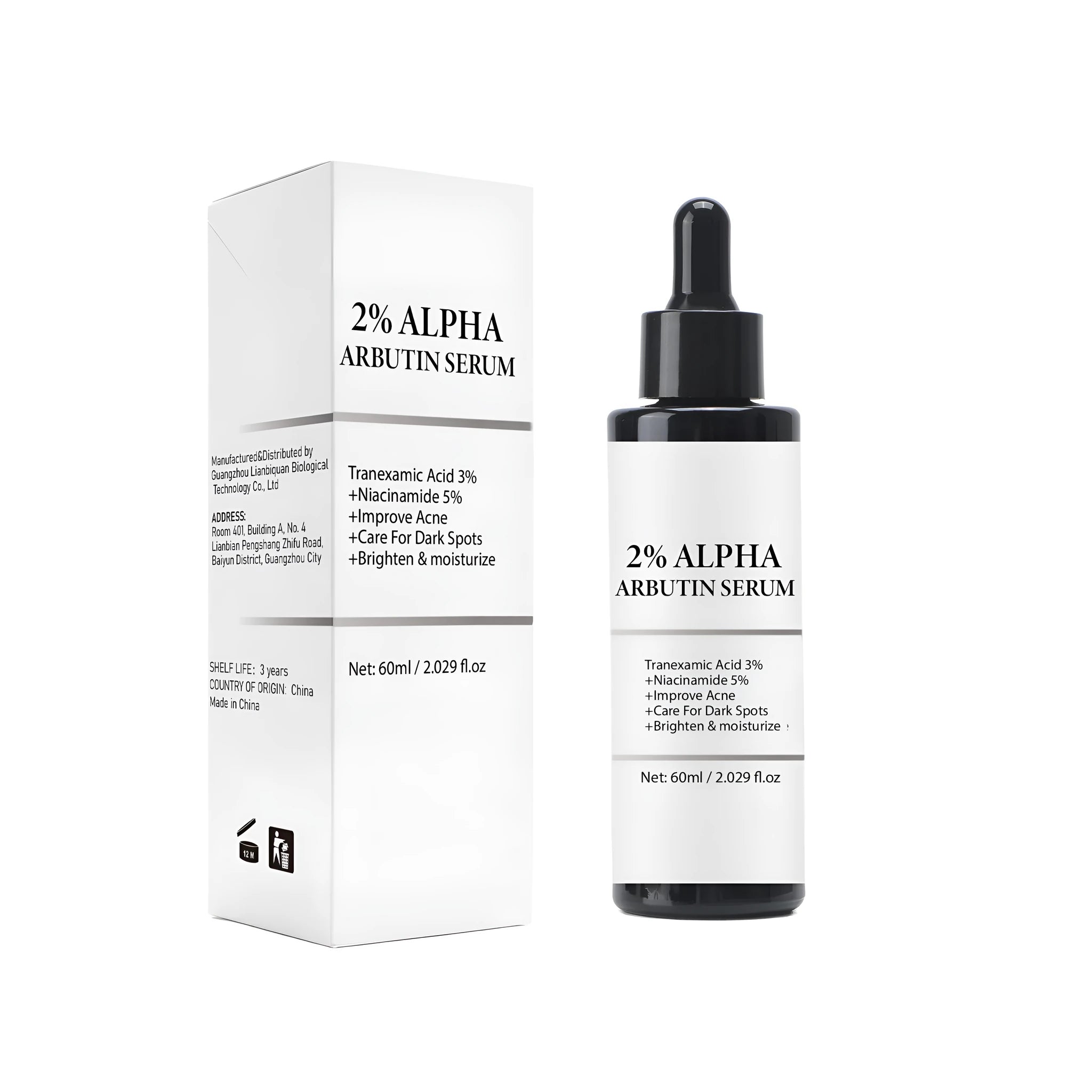 Alpha-arbutin facial care solution bottle, 60ml, style FPB009.