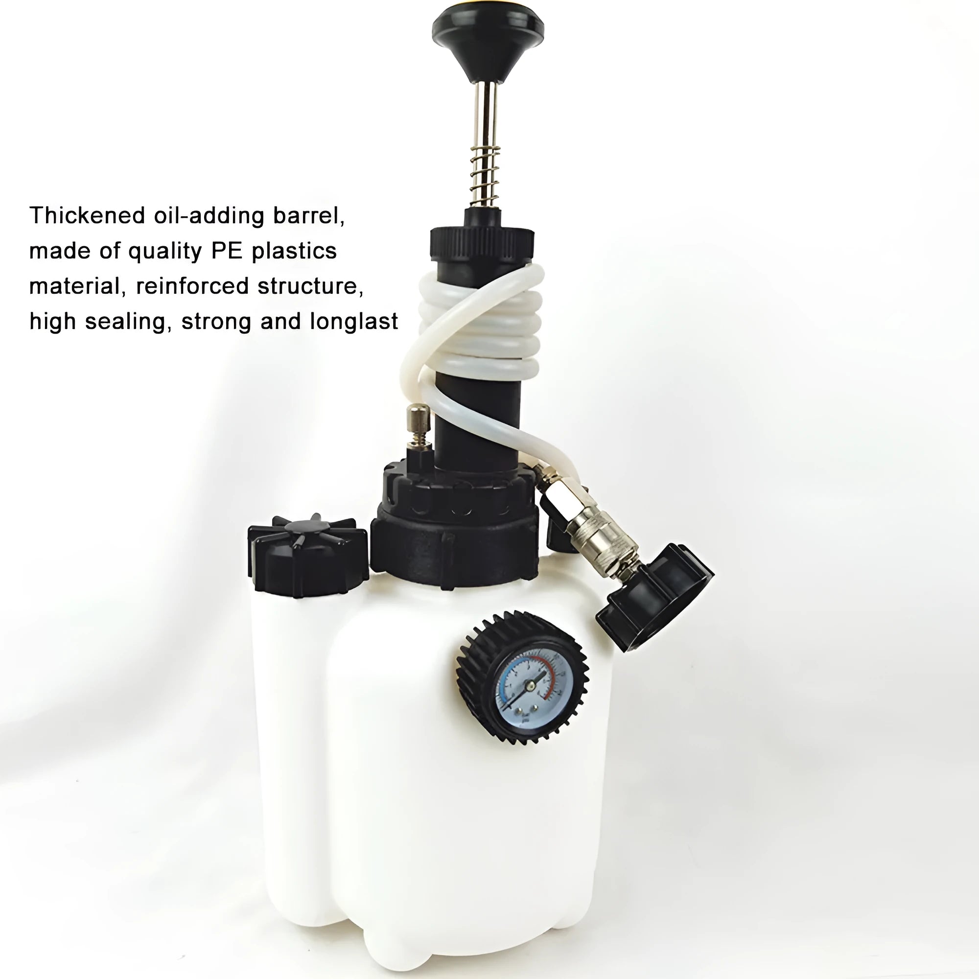 White 3-litre brake oil tank tool with copper tank and iron handle for automotive brake fluid changing