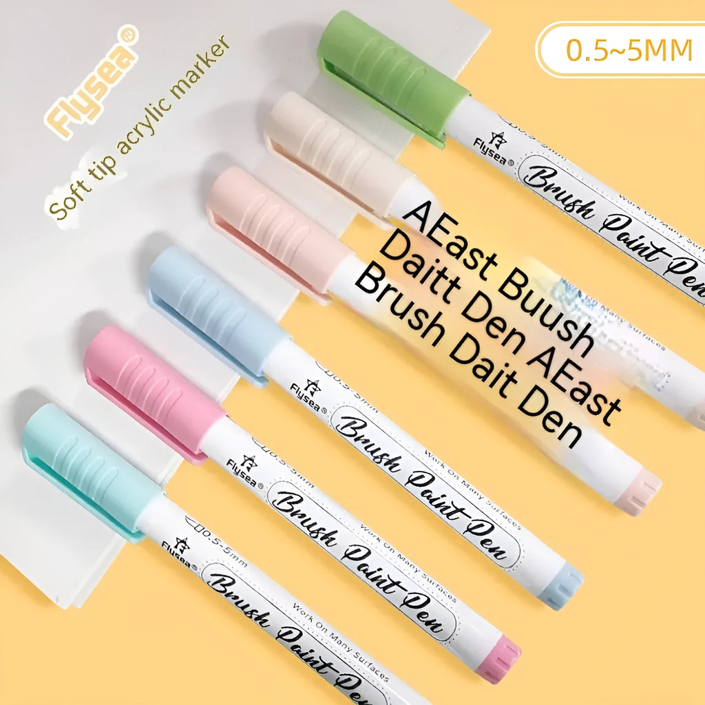 Set of soft-tip gouache paint marker pens for hand lettering and artistic calligraphy projects