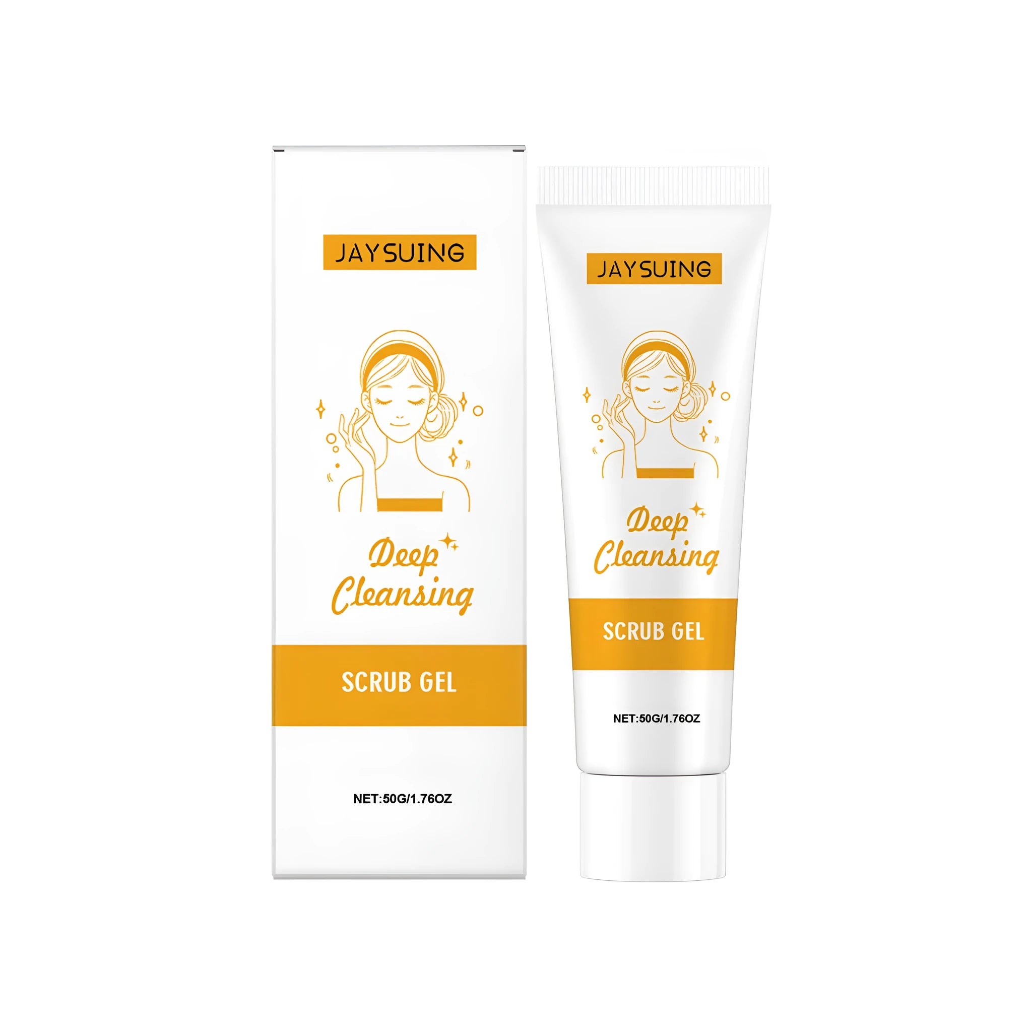 50g tube of deep cleansing facial scrub gel with aloe vera and Centella asiatica extracts.