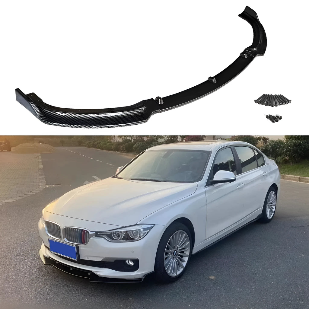 Black polypropylene front bumper lip spoiler for BMW 3 Series F30 F35 models