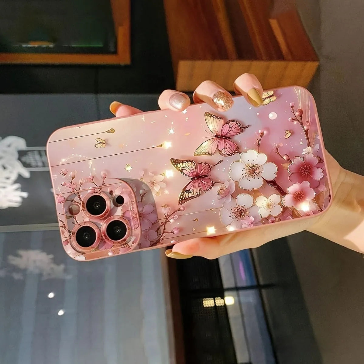 Butterfly TPU phone case in red, green, black, brown or pink for iPhone 7 to iPhone 16 Pro Max