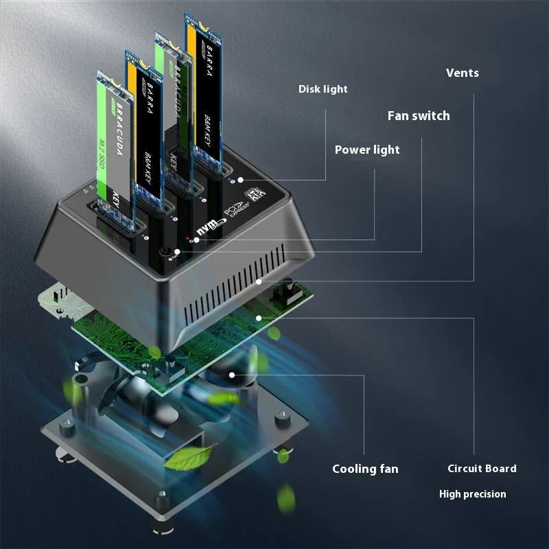 Aluminum M2 Dual Protocol SSD mounting base, 90mm by 78mm, K30174P2 colour