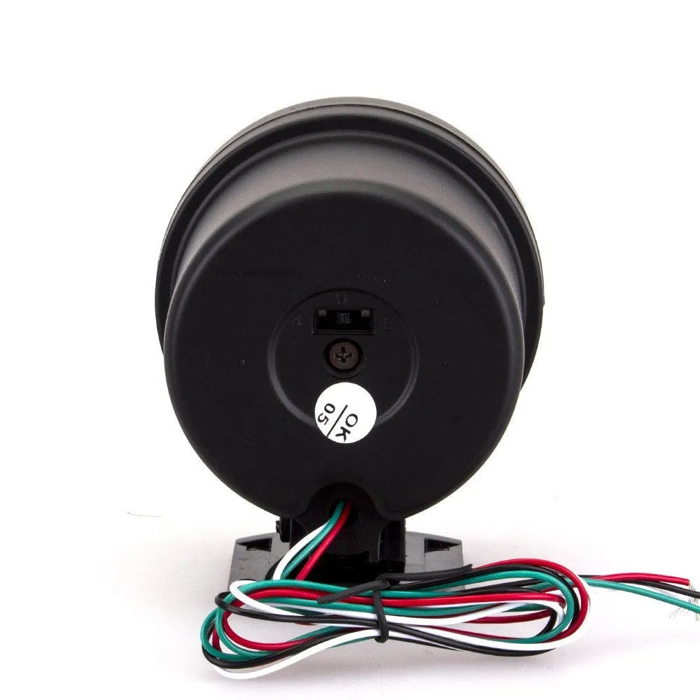 Black automotive tachometer with blue light pointer display showing RPM scale up to 8000.