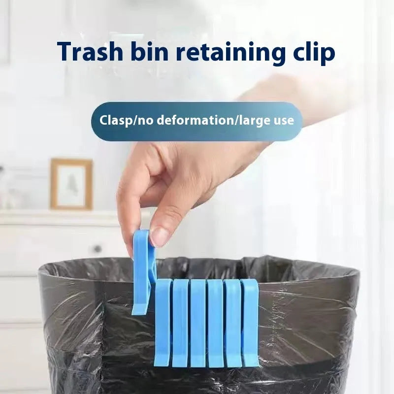 Black PP plastic garbage bag fixing clips securing a bag to a bin rim