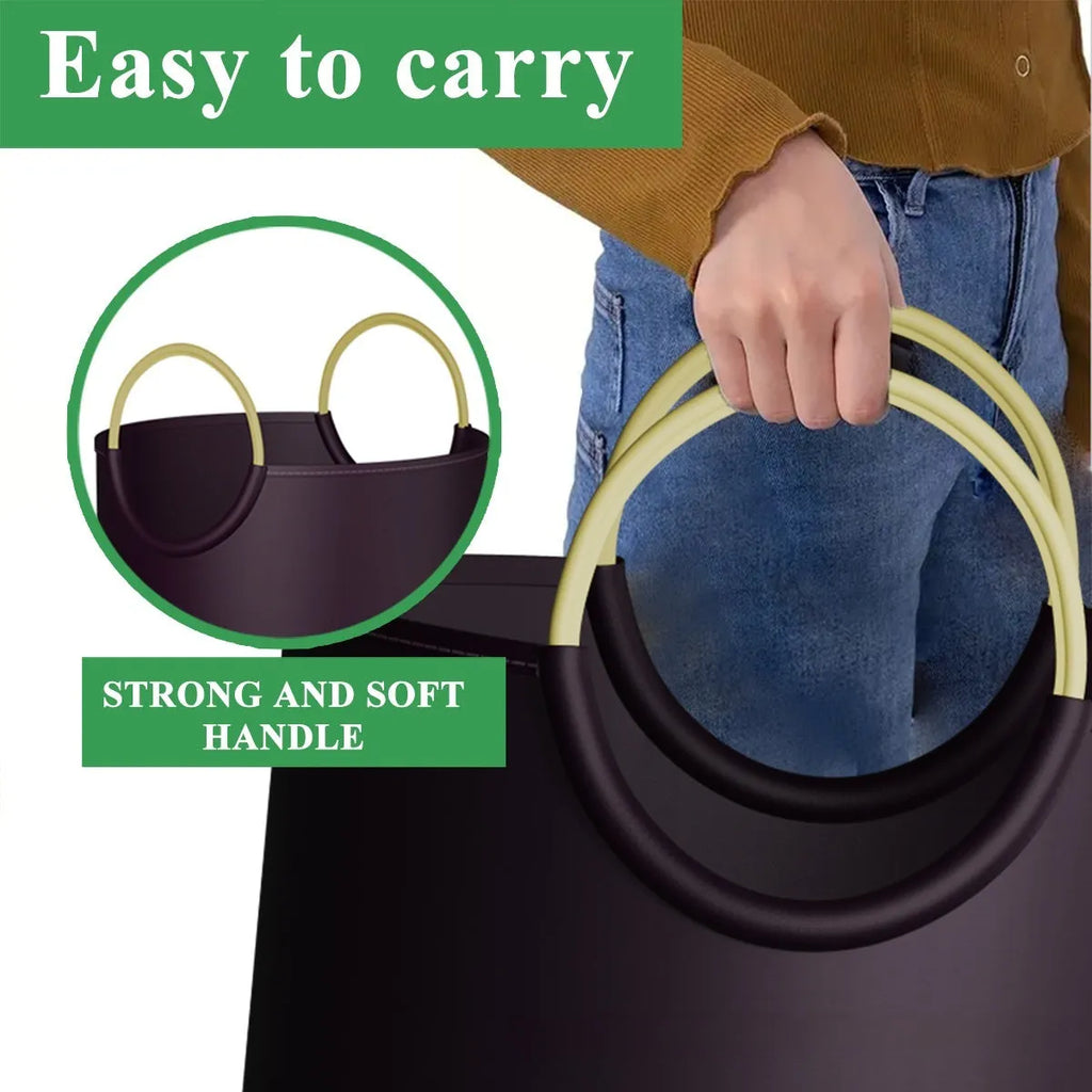 Portable round plastic trash can 38cm wide 72cm tall with removable garbage bag