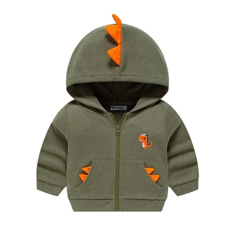 Kids hoodie sweatshirt unisex Korean style in royal blue, army green, or yellow, sizes 90cm to 140cm.