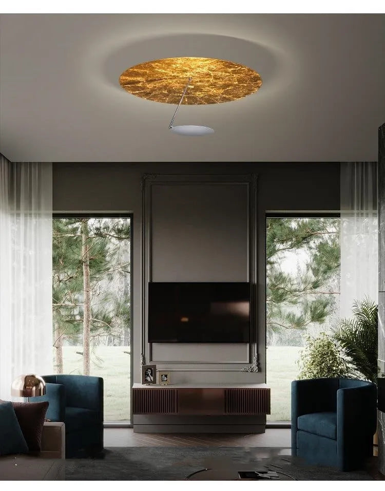 50cm diameter iron ceiling lamp with warm white LED light in living room setting