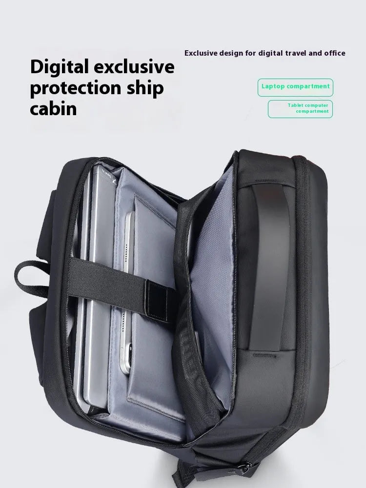Graphite grey USB business backpack with Oxford cloth construction