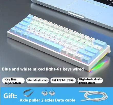 61-key compact mechanical keyboard with hot-swappable sockets and multiple switch options