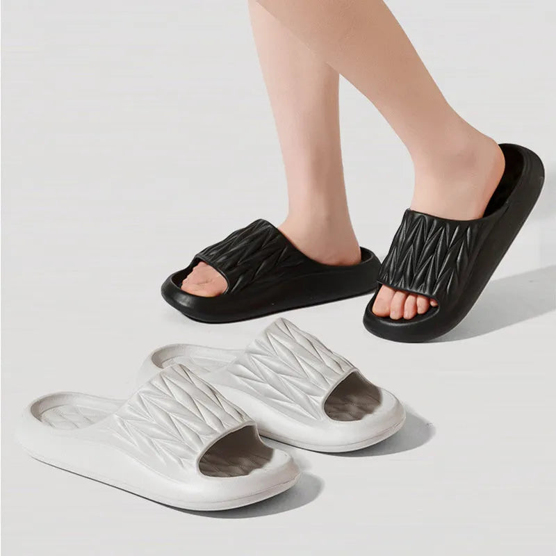 Leaf texture design EVA slippers in multiple colours with non-slip soles for indoor use