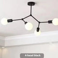 Iron Nordic style chandelier ceiling lamp in black or white with multiple light heads.