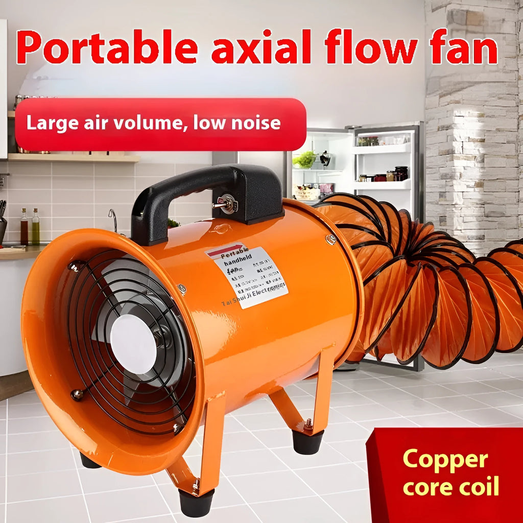 8-inch industrial axial flow ventilation fan with 5-metre duct for dust removal