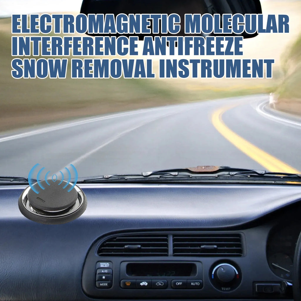 Black portable car deicing instrument for snow and frost removal on windscreens