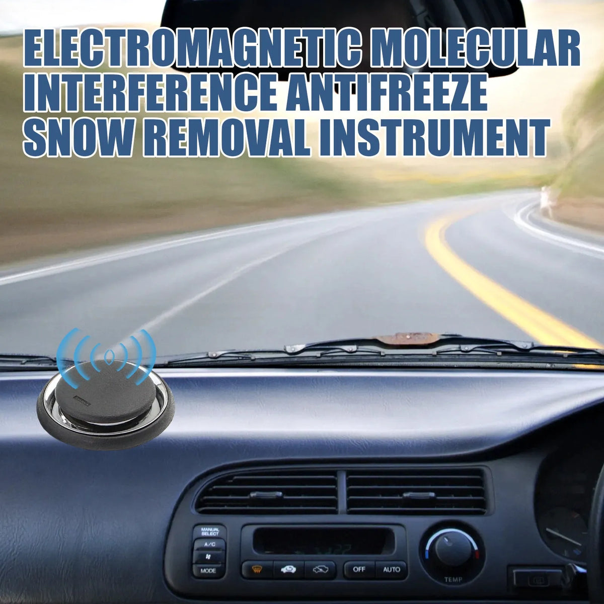 Black portable car deicing instrument for snow and frost removal on windscreens