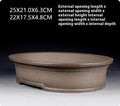 Handmade antique purple sand ceramic oval flower pot for succulents, dimensions 25cm by 21cm.