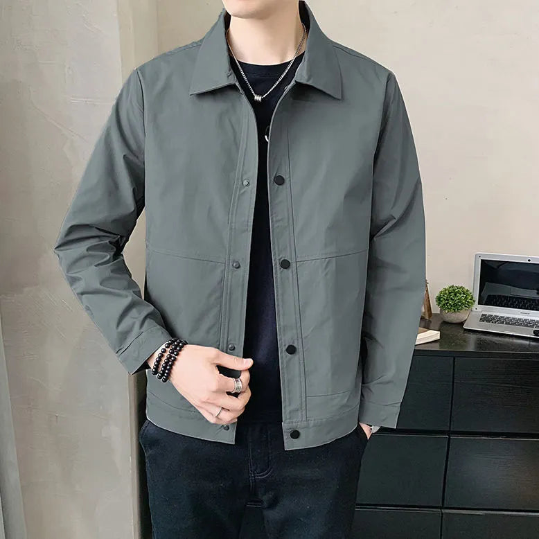 Men's Korean style single-layer jacket in polyester fabric for spring and autumn wear