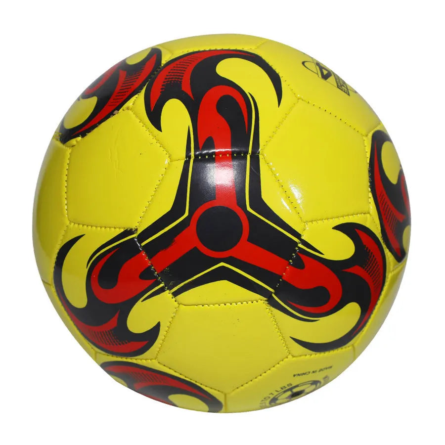 PVC machine-seam football in sizes 3, 4, and 5 for training and competition in various colours.
