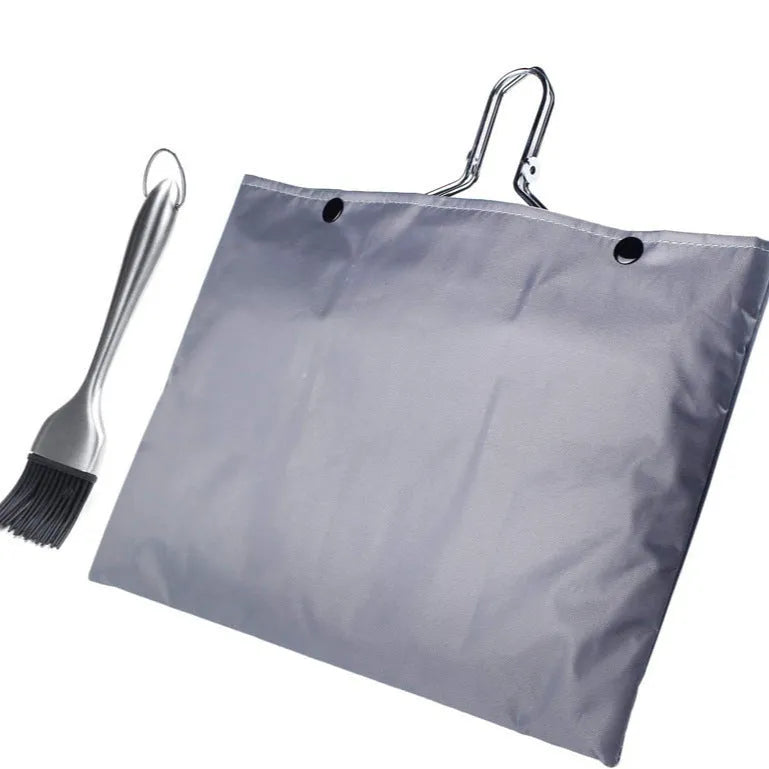 Square stainless steel folding barbecue mesh basket with cleaning brush