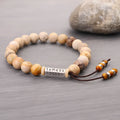 Handmade stone bead bracelet with wood colour finish in European American retro simple style