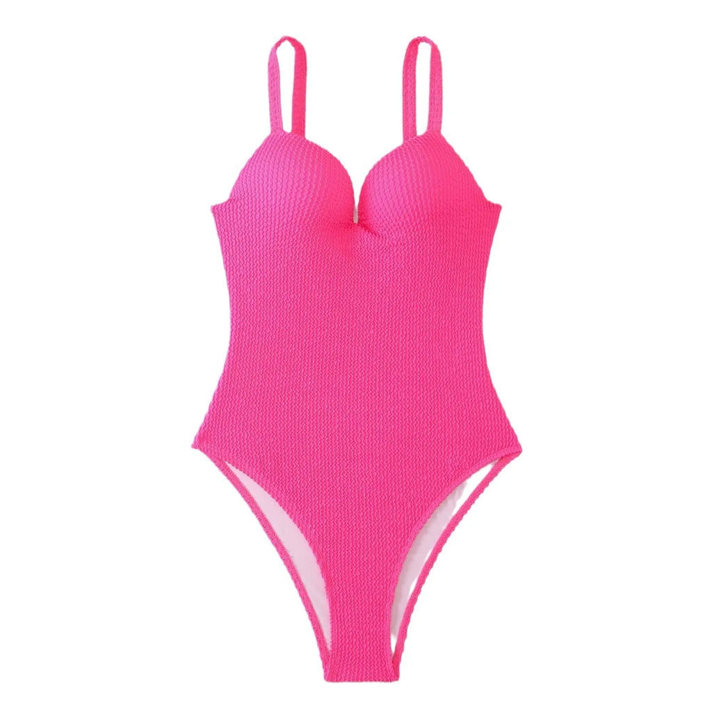 Women's sleeveless one-piece swimsuit in a sunkissed stripe pattern, shown in multiple colour options.